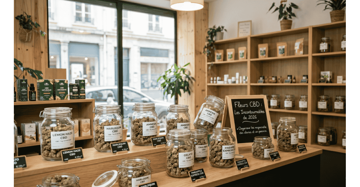 Variétés de fleurs CBD les plus vendues en boutique en 2026